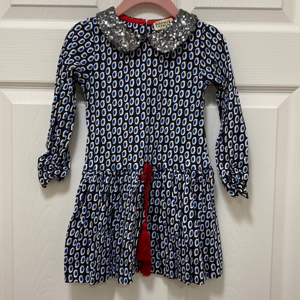 EUC-Rhinestone Collared Dress